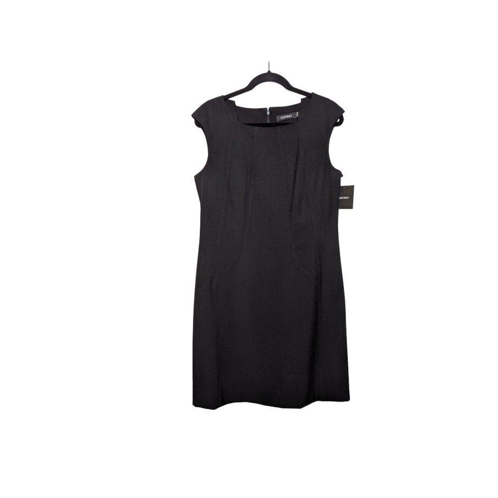 NWT Ellen Tracy round neck black sheath fitted dress Size W 12